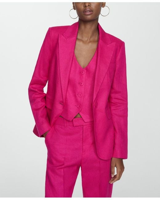 Mango Pink Linen Suit Vest