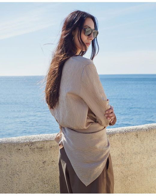 Mango Natural Knot Stripped Blouse