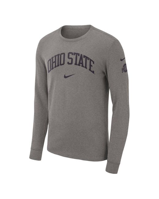 Nike Gray Ohio State Buckeyes Arch 2-hit Long Sleeve T-shirt for men