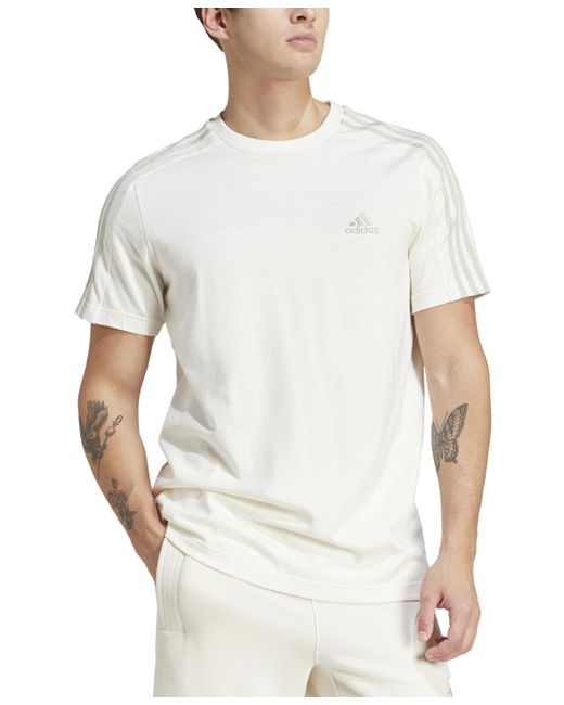 Adidas Blue Essentials 3-stripes Regular-fit Logo Graphic T-shirt for men