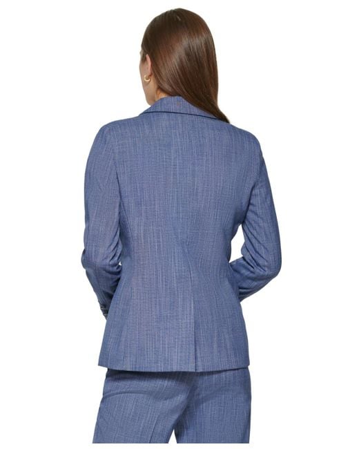 DKNY Blue Petite Double-breasted Blazer