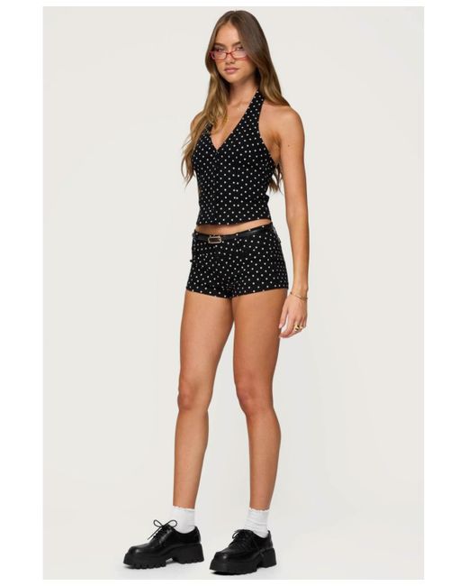 Edikted Black Twyla Polka Dot Stretch Shorts