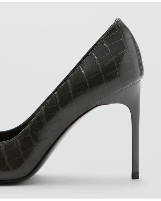 Mango Black Croc-effect Heeled Shoes