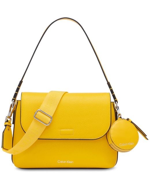 Calvin Klein Millie Small Convertible Shoulder Bag in Yellow | Lyst