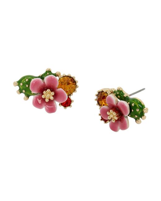 Betsey Johnson Red Faux Stone Tropical Flower Cluster Earrings