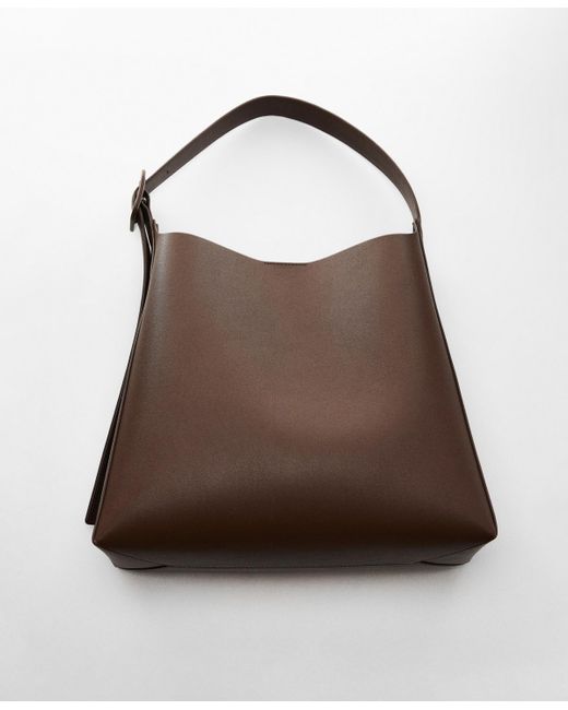 Mango Brown Buckle Detail Shopper Bag