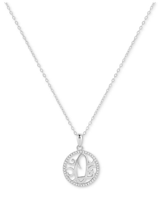 Giani Bernini White Cubic Zirconia Filigree Initial Q Monogram 18" Pendant Necklace