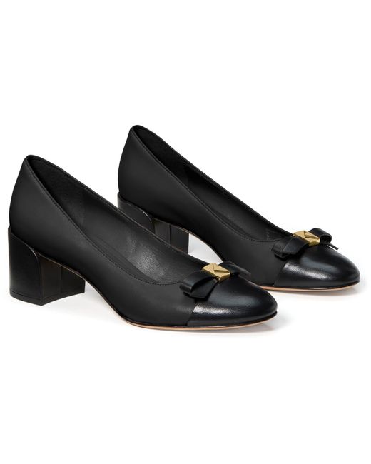 Kate Spade Black Deco Bow Smooth Leather Ballet Pumps