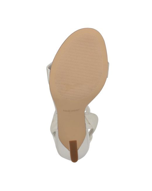 Nine West White Kelsie Ankle Wrap Sculpted Heel Sandals