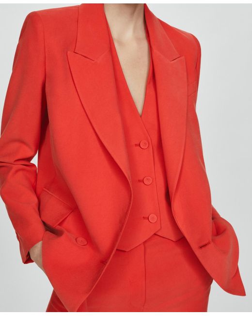 Mango Red Buttons Detail Suit Vest