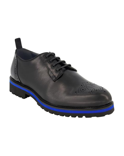DKNY Blue Leather Contrast Lace Up Shoes for men