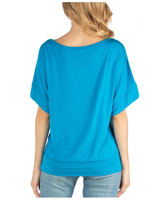 24seven Comfort Apparel Blue Loose Fit Dolman Maternity Top