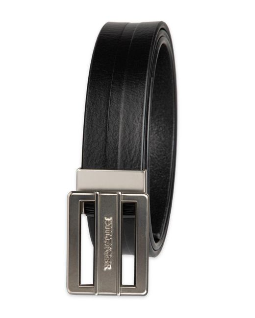 Tommy Hilfiger Black Flex Stretch Cut Out Plaque Compression Buckle Belt for men
