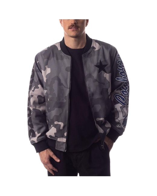 The Wild Collective Blue And Distressed Dallas Cowboys Camo Bomber Jacket