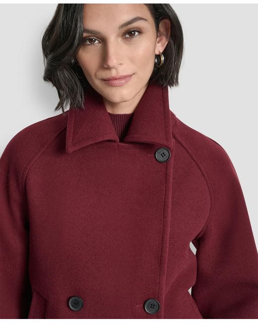DKNY Short Double Breasted Collared Coat