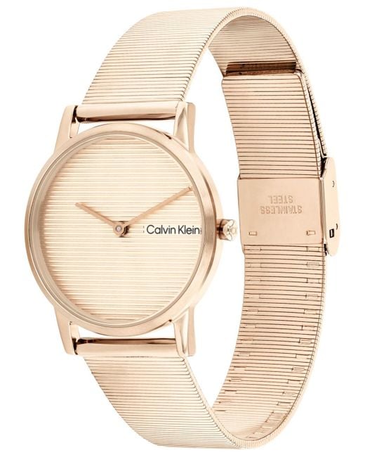 Calvin Klein Natural Ck Feel Gold-tone Stainless Steel Mesh Watch 30mm