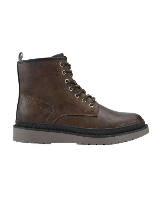 Guess Brown Citizen Memory Foam Lace Up Plain Toe Boots for men