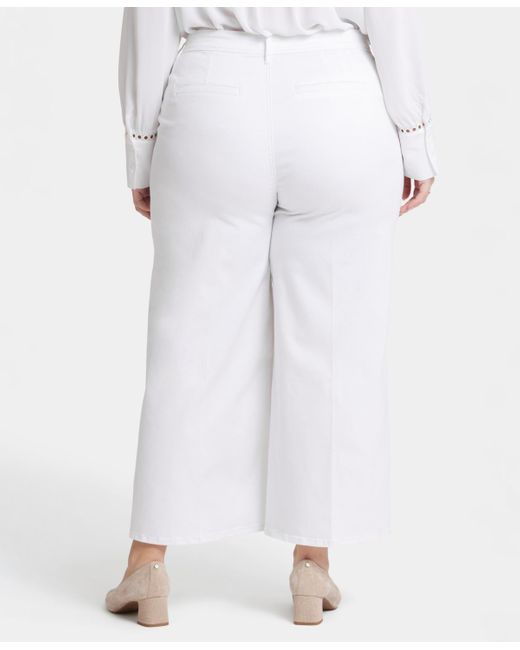 NYDJ White Plus Size Mona Wide Leg Trouser Ankle Jeans