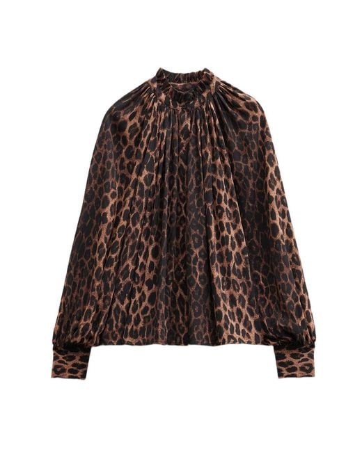 Hush Brown Fleur Floaty Chiffon Blouse