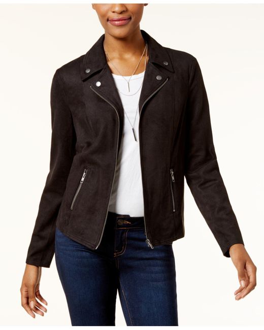 Style & Co. Black Faux-suede Moto Jacket, Created For Macy's