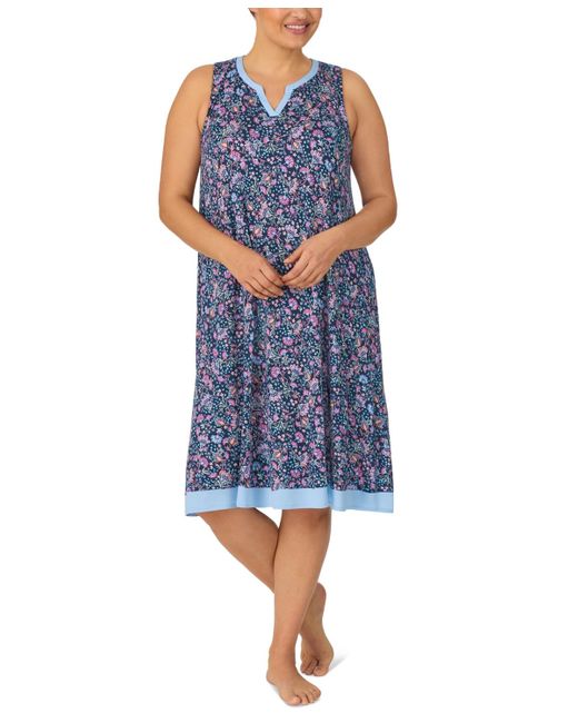 Ellen Tracy Plus Size Sleeveless Split neck Nightgown in Blue Lyst