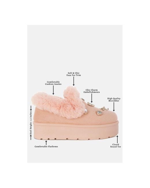 LONDON RAG Pink Zeta Charm Detail Slip On Snow Boots