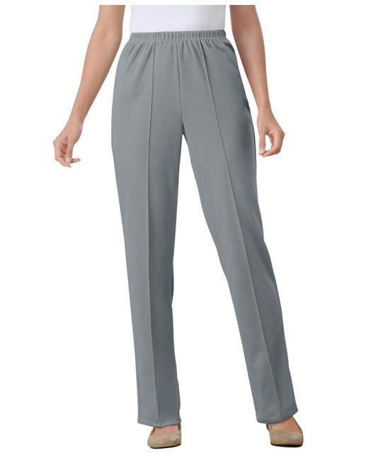 Woman Within Gray Within The Hassle-free Elastic-waist Soft Knit Pant