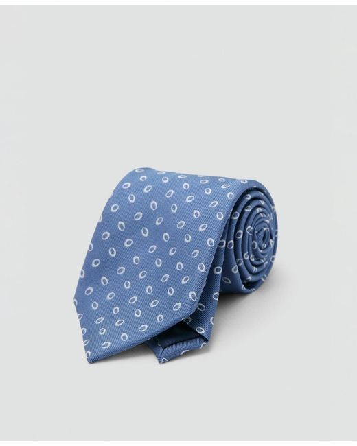 Mango Blue Printed Silk Tie for men