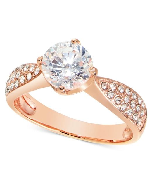 Charter Club Pink Tone Pave & Cubic Zirconia Engagement Ring