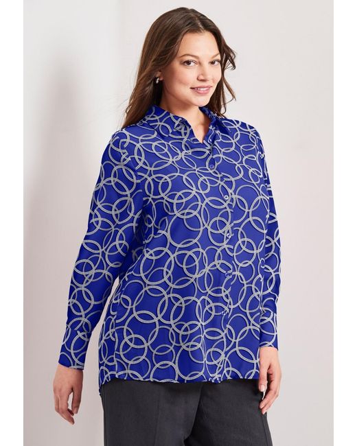 Avenue Blue Plus Size Button Front Blouse