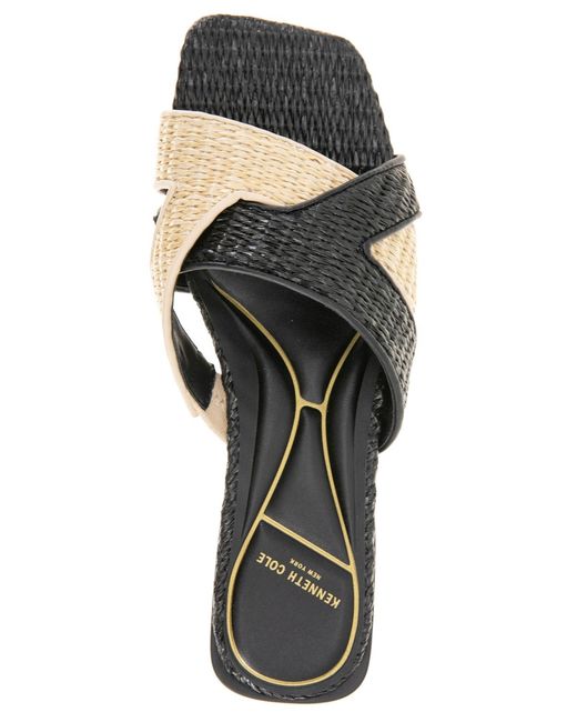 Kenneth Cole Black Issa Square Toe Flat Sandals