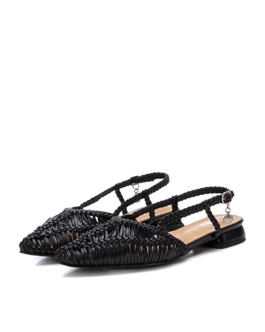 Xti Black Braided Slingback Flats By