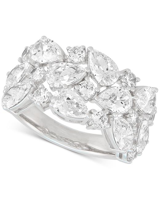 Arabella White Cubic Zirconia Mixed Cut Cluster Statement Ring