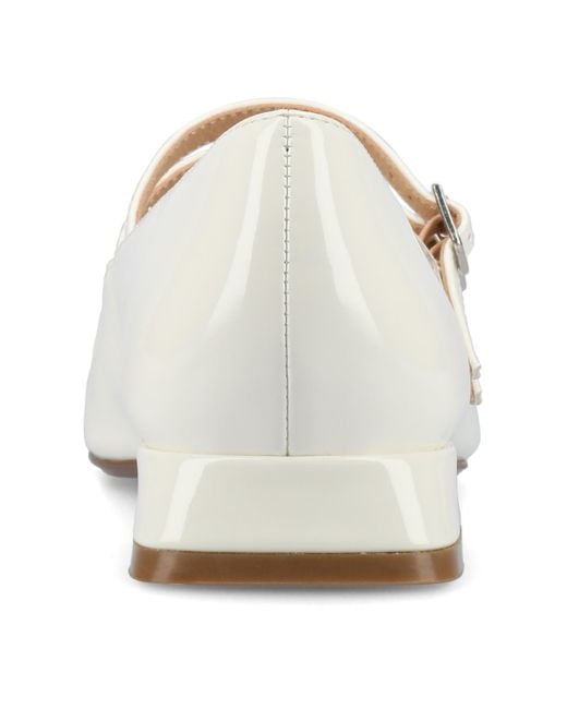 Journee Collection White Gredah Square Toe Double Strap Mary Jane Flats