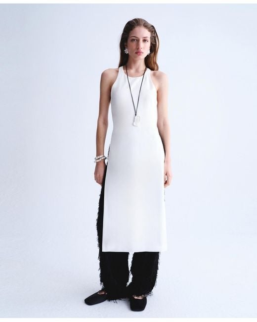 Mango White Selection Long Open Back Blouse