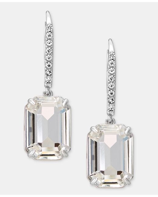 Ralph Lauren White Rectangular Stone Drop Earrings