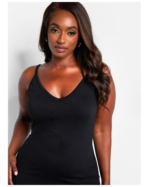 Rebdolls Blue Plus Size Essential Strappy Midi Bodycon Dress