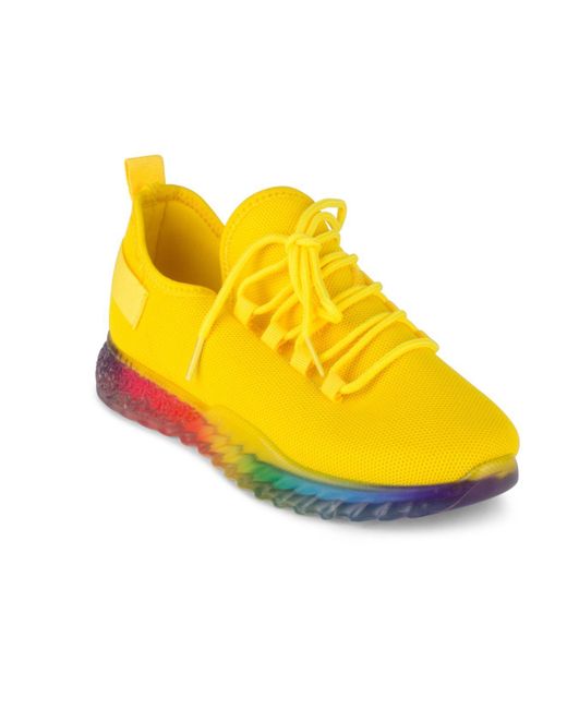 Wanted Yellow Affinity Lace Up Rainbow Sole Sneakers