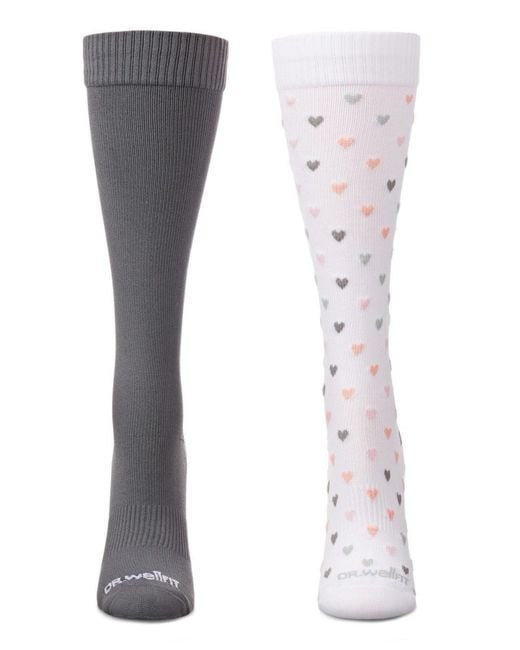 Wellfit Multicolor 2 Pair Pack Hearts/ Solid Compression Socks