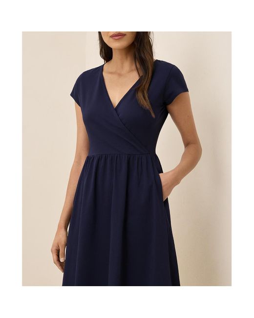 Pact Women's Blue Organic Cotton Fit & Flare Crossover Dress -  rajagirimanappuram.com