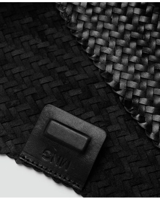 Mango Black Braided Bucket Bag
