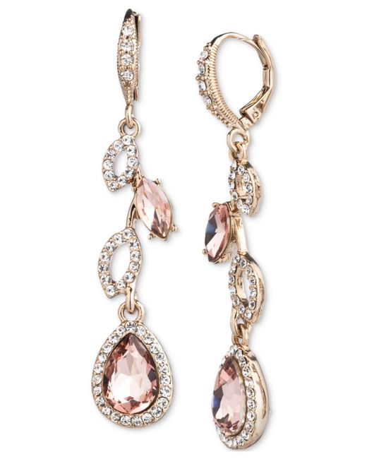 Givenchy White Pave & Color Crystal Linear Drop Earrings