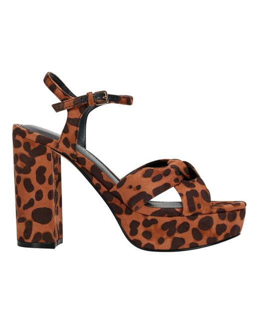Marc Fisher Brown Deren High Block Heel Platform Sandals