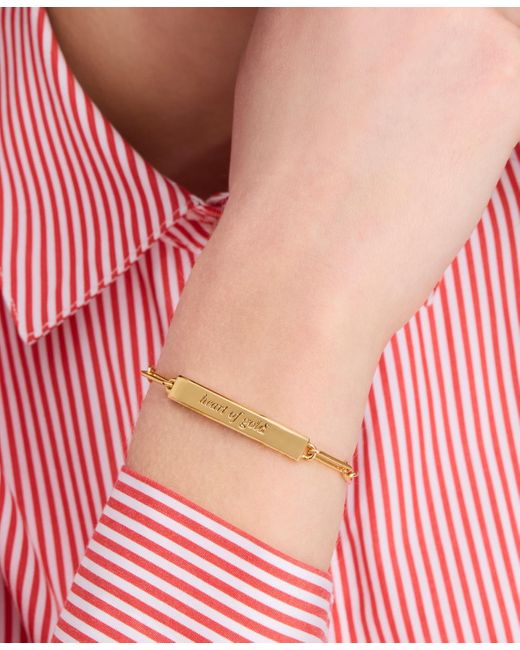 Kate Spade Metallic Gold-tone Heart Charm Link Bracelet