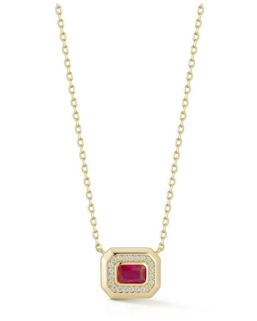 Rachel Zoe Metallic 14k Gold Plated Sterling Silver Radiant Cut Solitaire Pendant Necklace