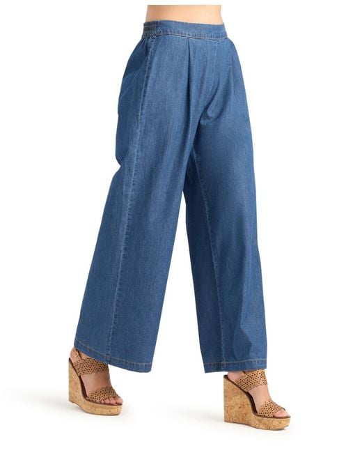 Bcx Blue Wide-leg Pull-on Pants