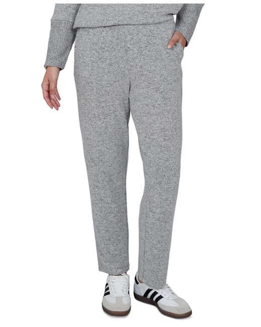 Ruby Rd Gray Petite Pull-on Straight Knit Pants