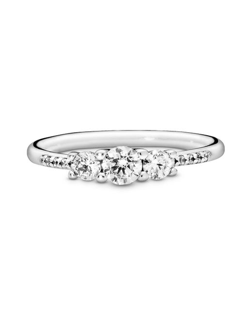 Pandora White Cubic Zirconia Timeless Clear Three-stone Ring