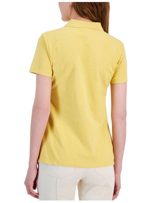 Tommy Hilfiger Piqué-knit Heathered Short-sleeve Polo in Yellow | Lyst