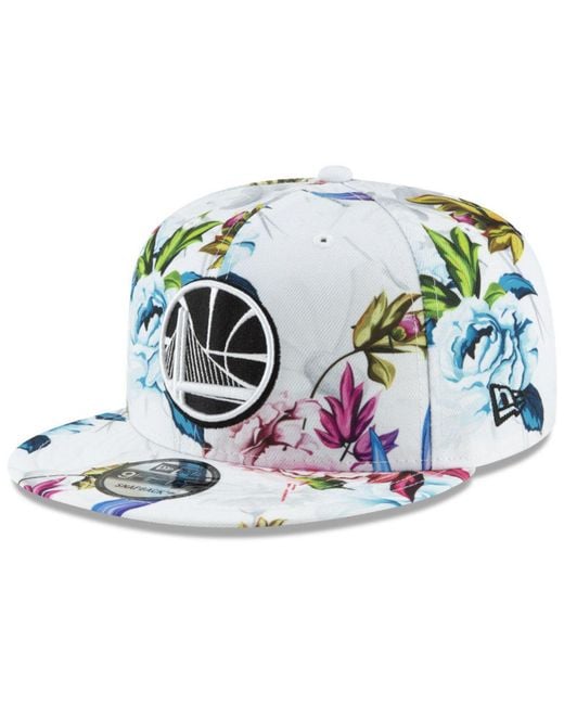 KTZ White Golden State Warriors Funky Floral 9fifty Cap for men